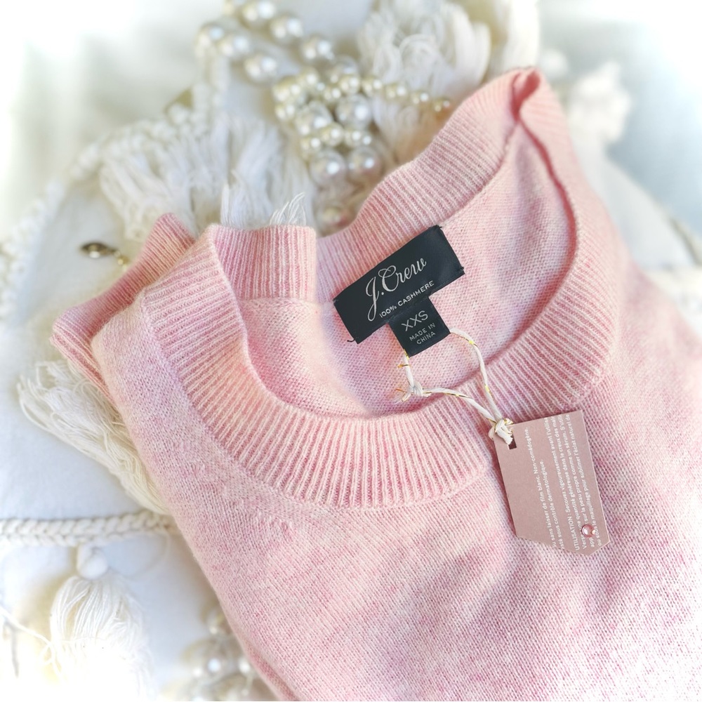 J. CREW | XXS | 100% Cashmere Dusty Rose Light Knit Crewneck Longsleeve Sweater - Picture 5 of 17